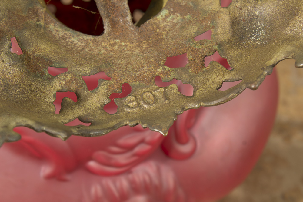 Antique Matthews and Willard Red Satin Glass Oil Lamp