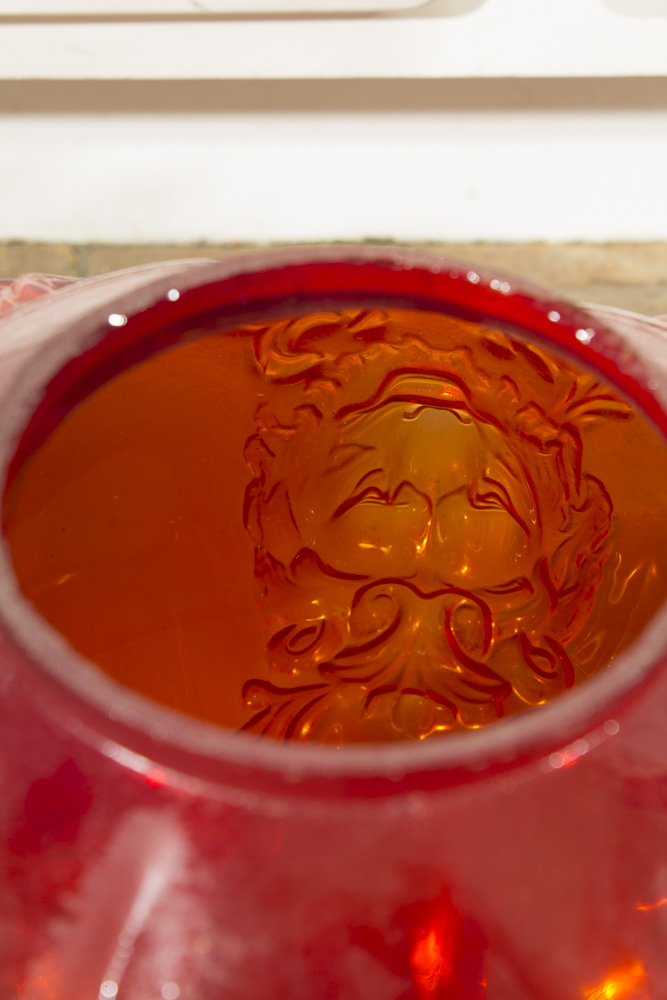 Antique Matthews and Willard Red Satin Glass Oil Lamp