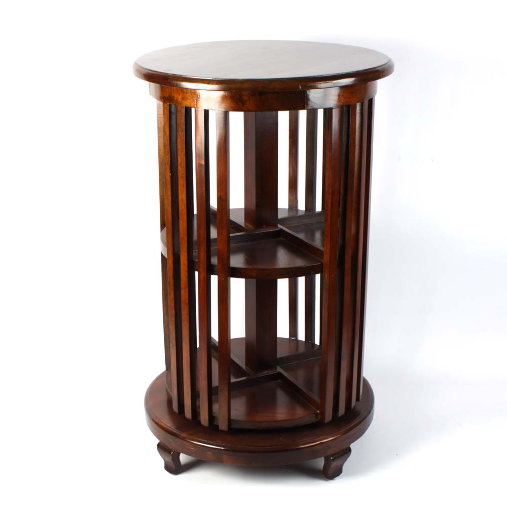 Contemporary Round Cherry Revolving Bookcase EBTH