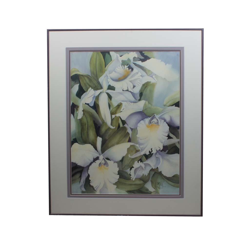 Vintage Rhonda Houck Ltd. Ed. Offset Lithograph on Paper of Iris Blooms