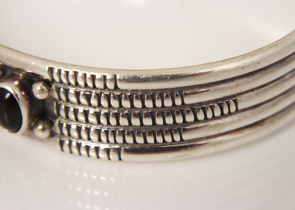 Sterling Silver and Black Onyx Cuff Bracelet