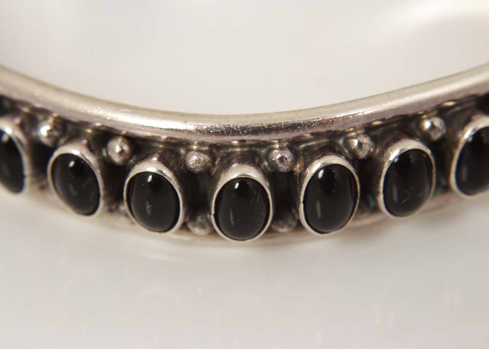 Sterling Silver and Black Onyx Cuff Bracelet