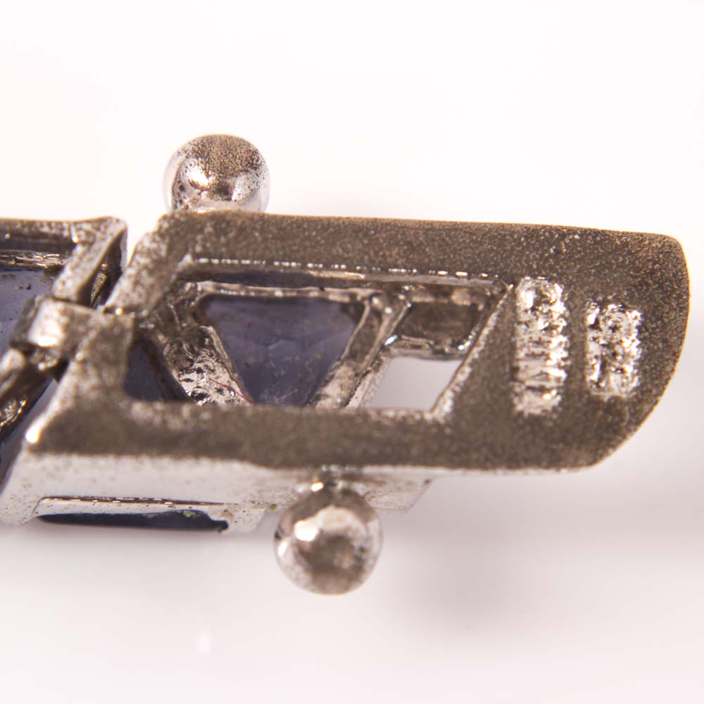 Sterling Silver and Trillion Cut Purple Glass Tennis Bracelet