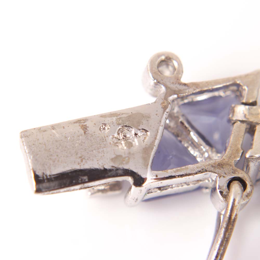 Sterling Silver and Trillion Cut Purple Glass Tennis Bracelet