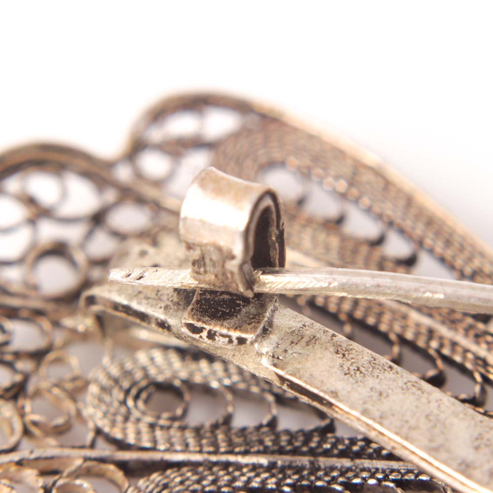 Handmade Sterling Silver Filigree Butterfly Brooch