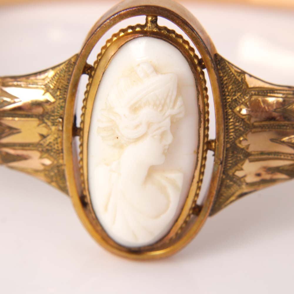 Vintage 14K Yellow Gold S. O. Bigney & Co. Cameo Bracelet