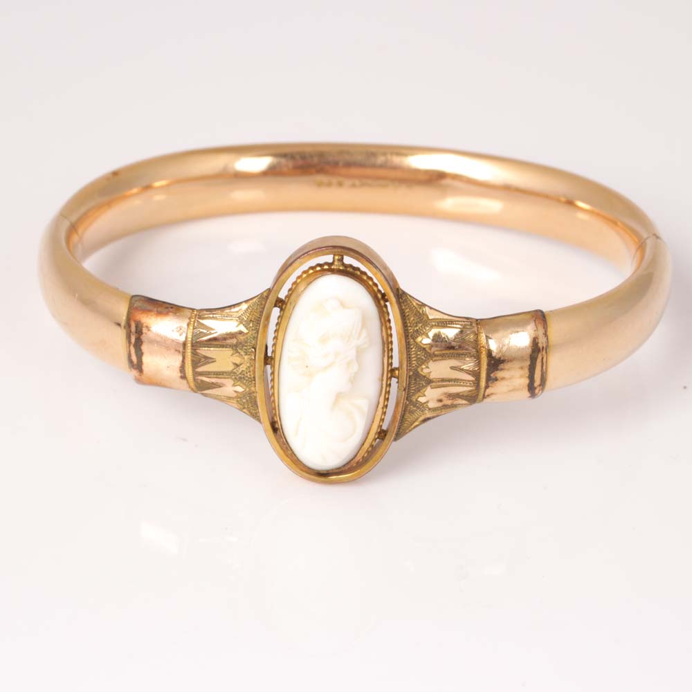 Vintage 14K Yellow Gold S. O. Bigney & Co. Cameo Bracelet