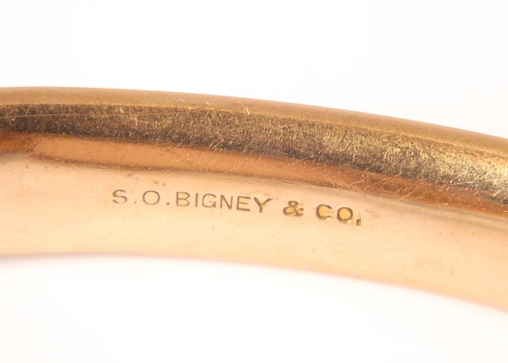 Vintage 14K Yellow Gold S. O. Bigney & Co. Cameo Bracelet