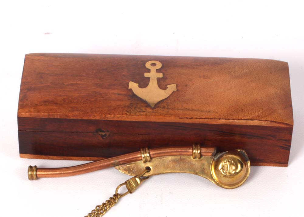 Vintage Brass Naval Boatswain Whistle