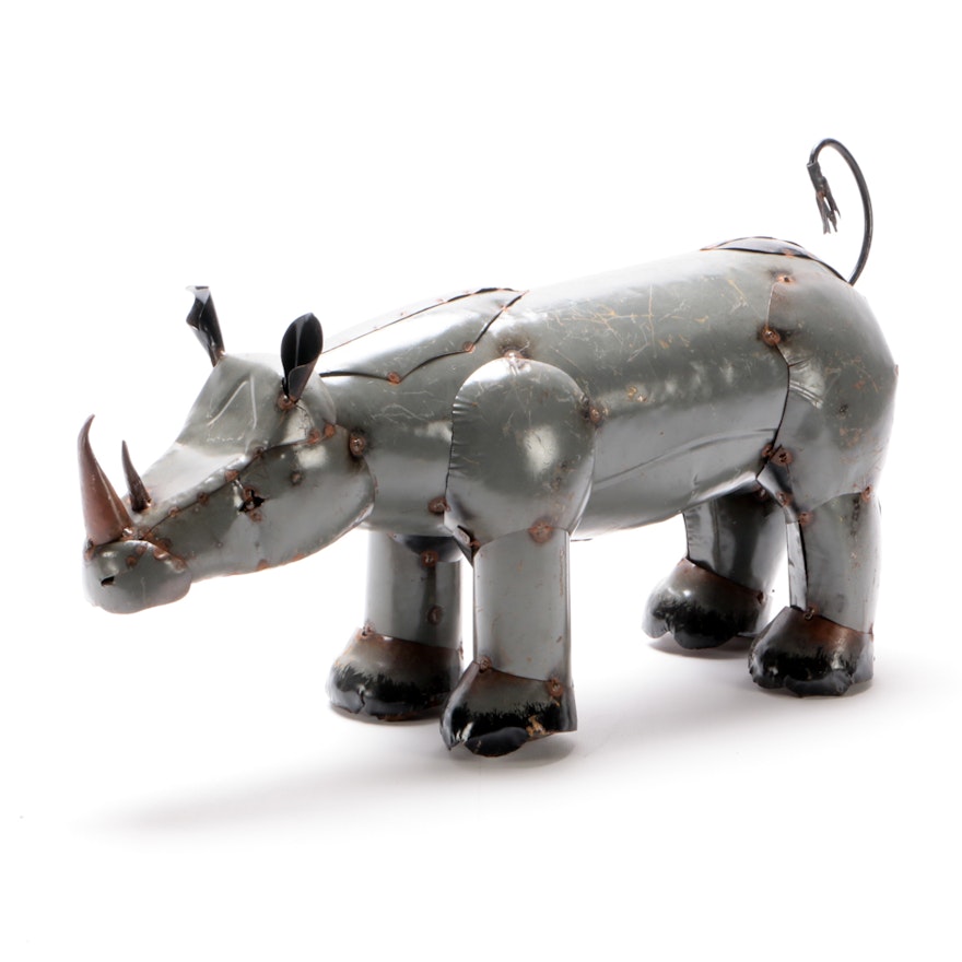 Metal Rhinoceros Sculpture
