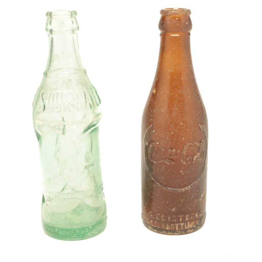 Pair of Vintage Coca-Cola and Indian River Sods Water Bottles