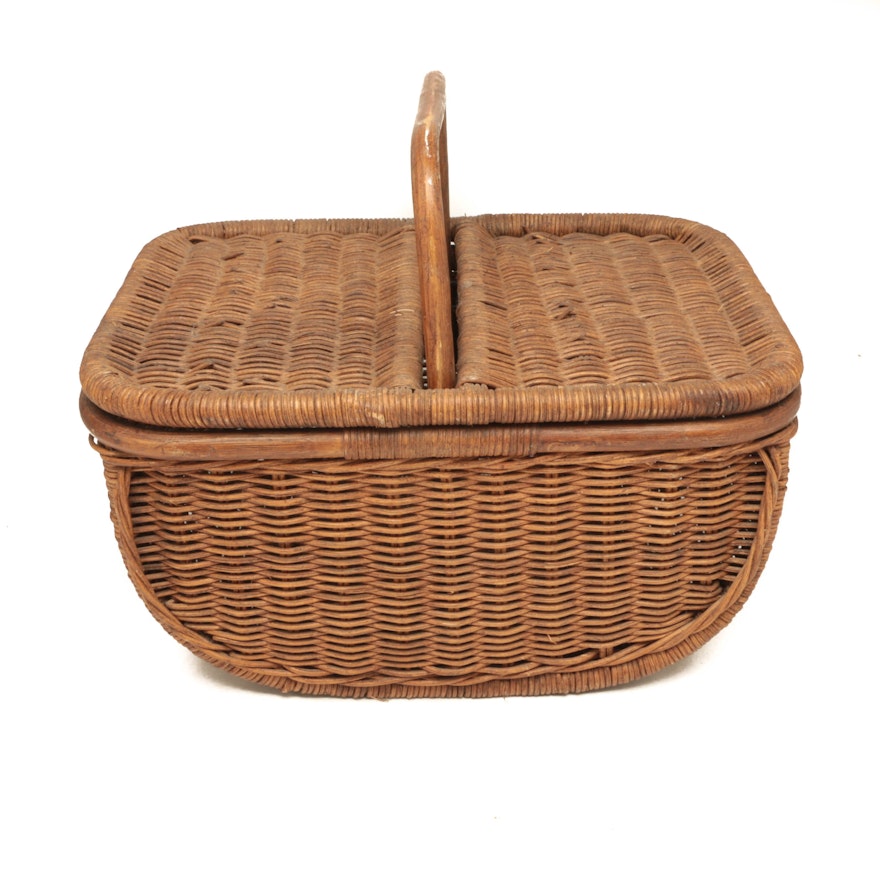 Proctor and Gamble Marked Woven Wood Picnic Basket