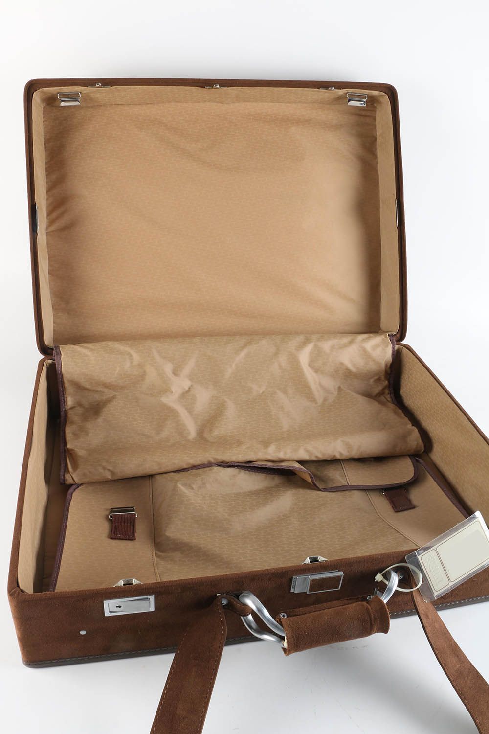 Vintage Hartmann Brown Suede Hardcover Suitcase with Signature Lining