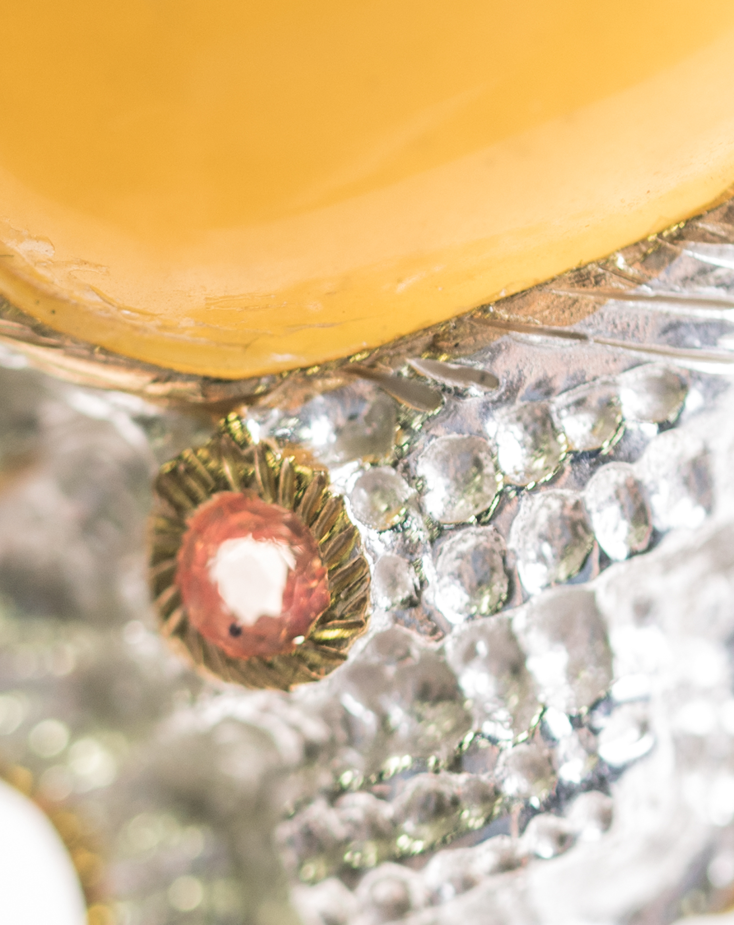 Sterling Silver, 11.90 CT Moss Opal, and Sapphire Shell Brooch