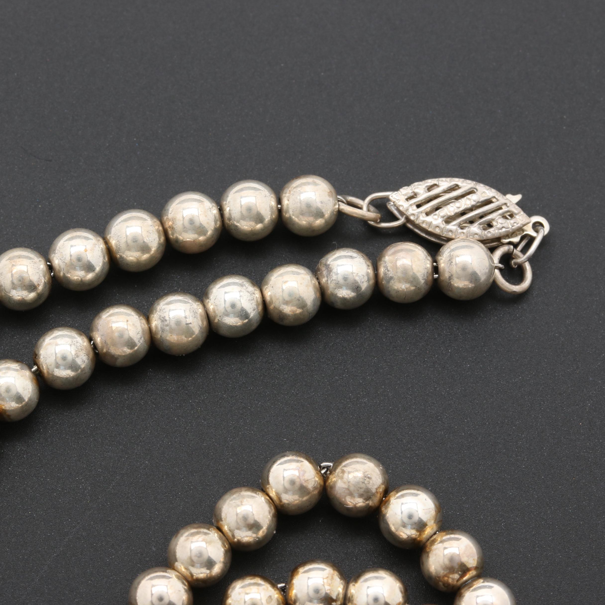 Sterling Silver Beaded Necklace With Disney Charms