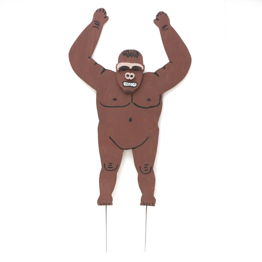 Handmade Wooden Gorilla Folk Art Yard Ornament