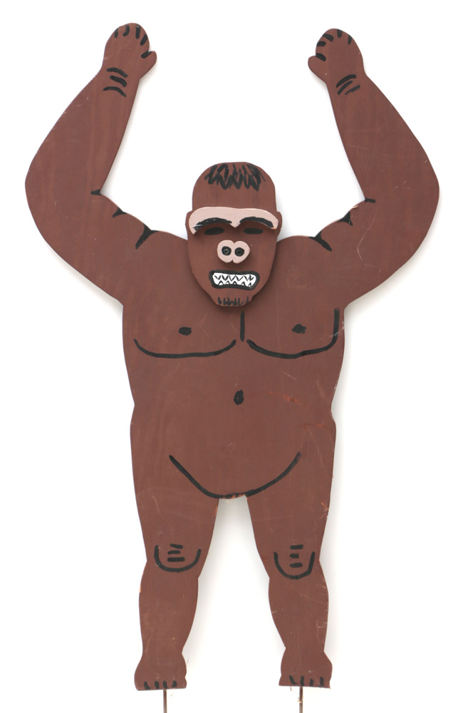 Handmade Wooden Gorilla Folk Art Yard Ornament