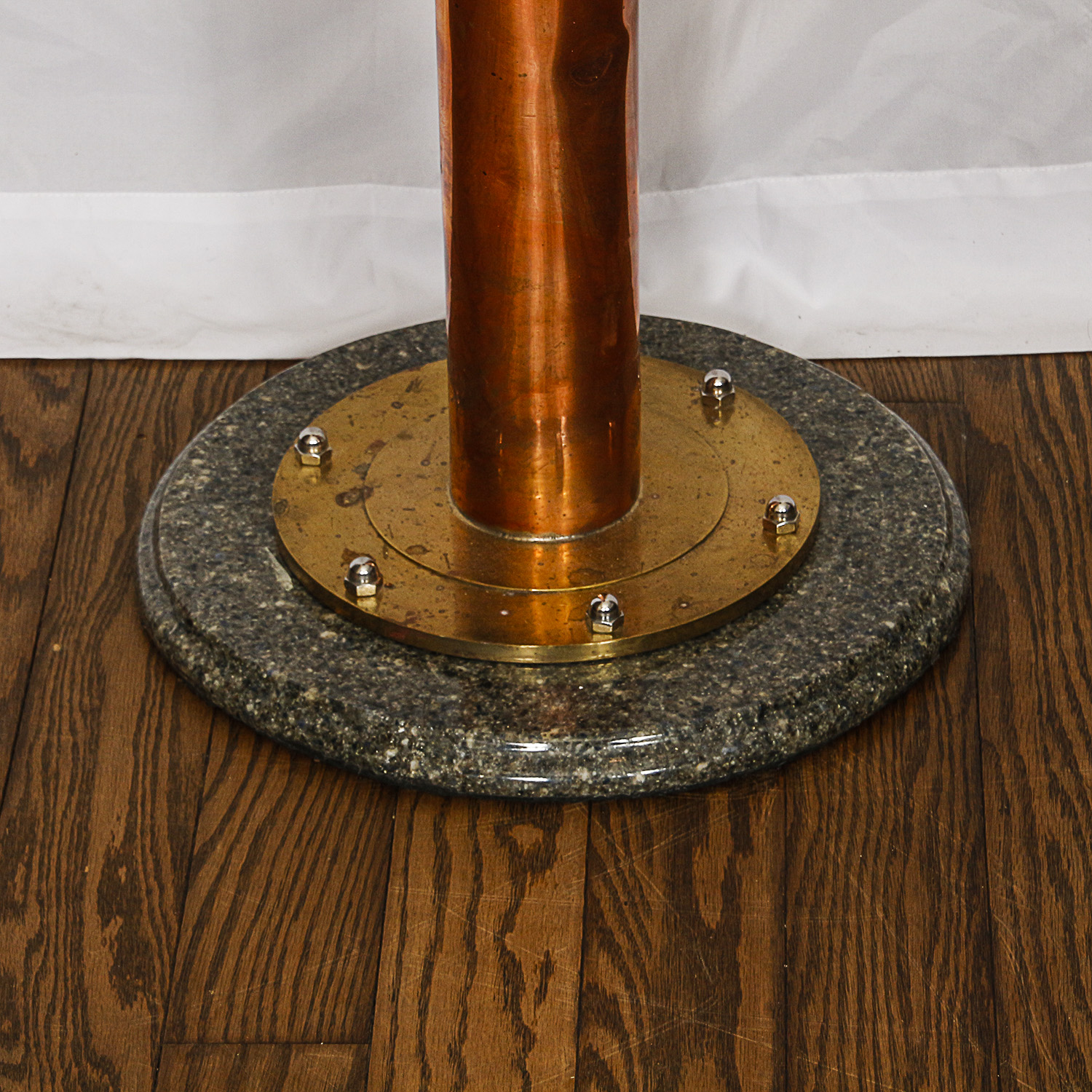 Metal and Stone Laminate Pedestal Table Base