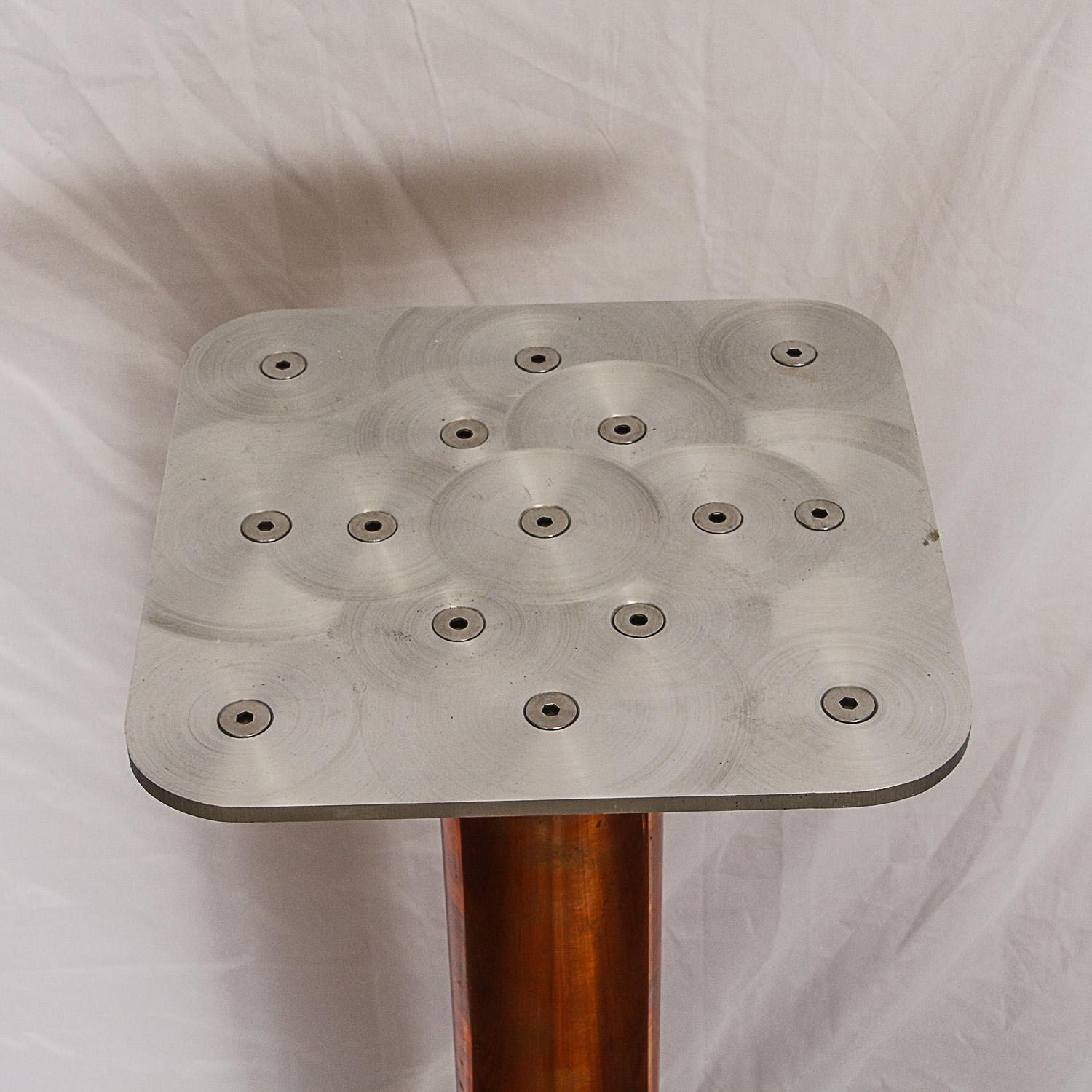 Metal and Stone Laminate Pedestal Table Base