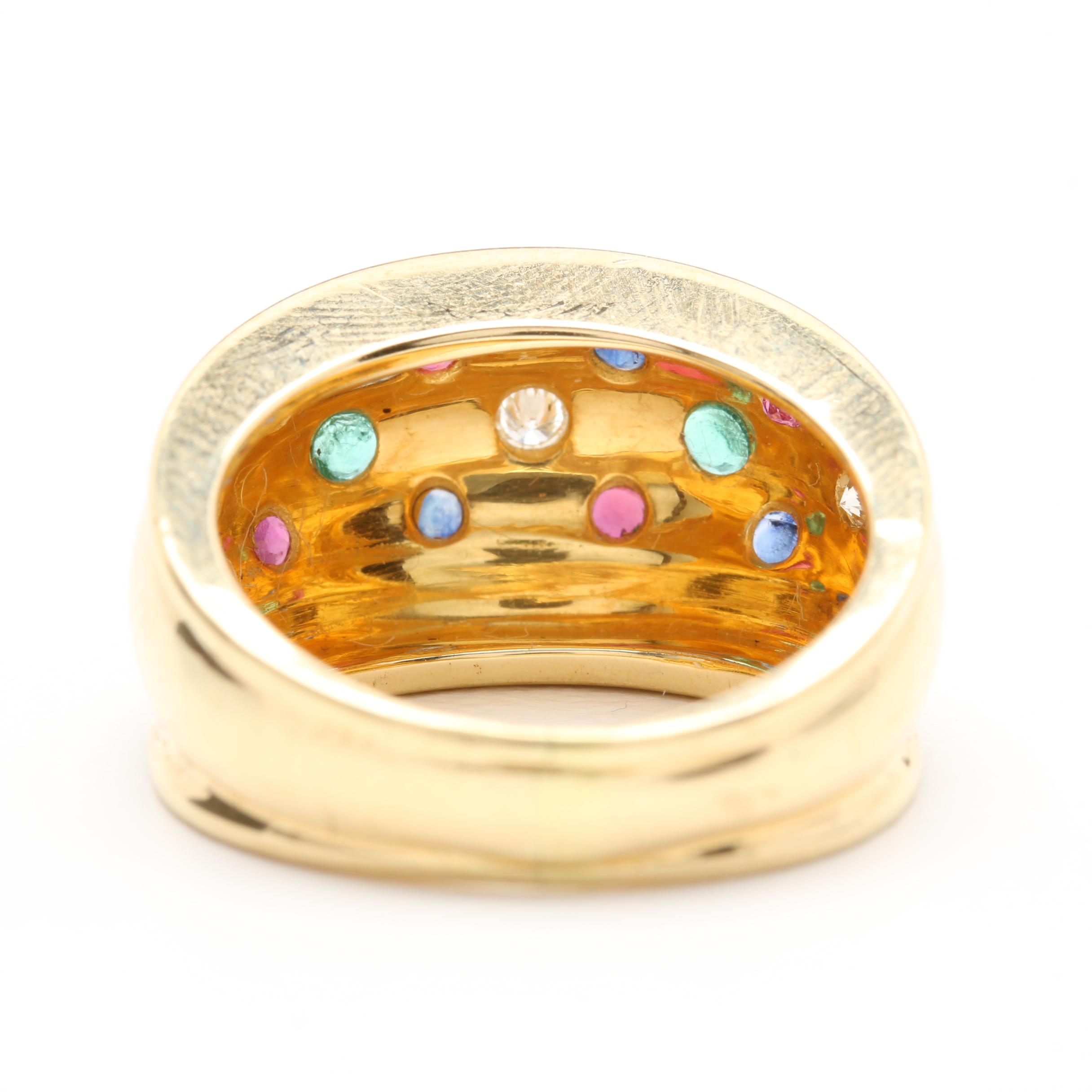 18K Yellow Gold Gemstone and Diamond Ring