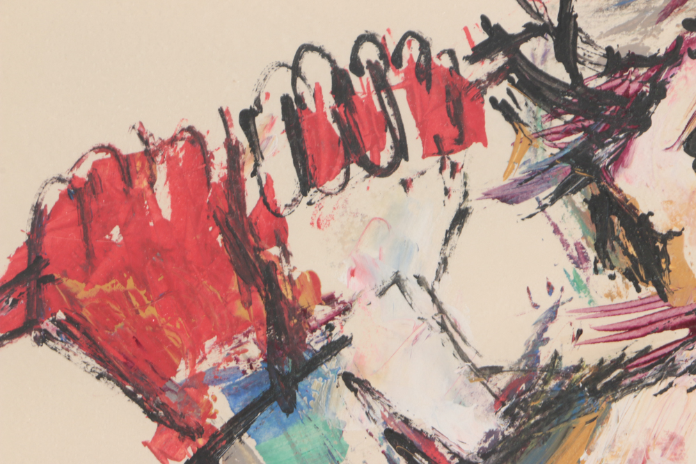 O'Brian Acrylic Painting on Paper of Golfer