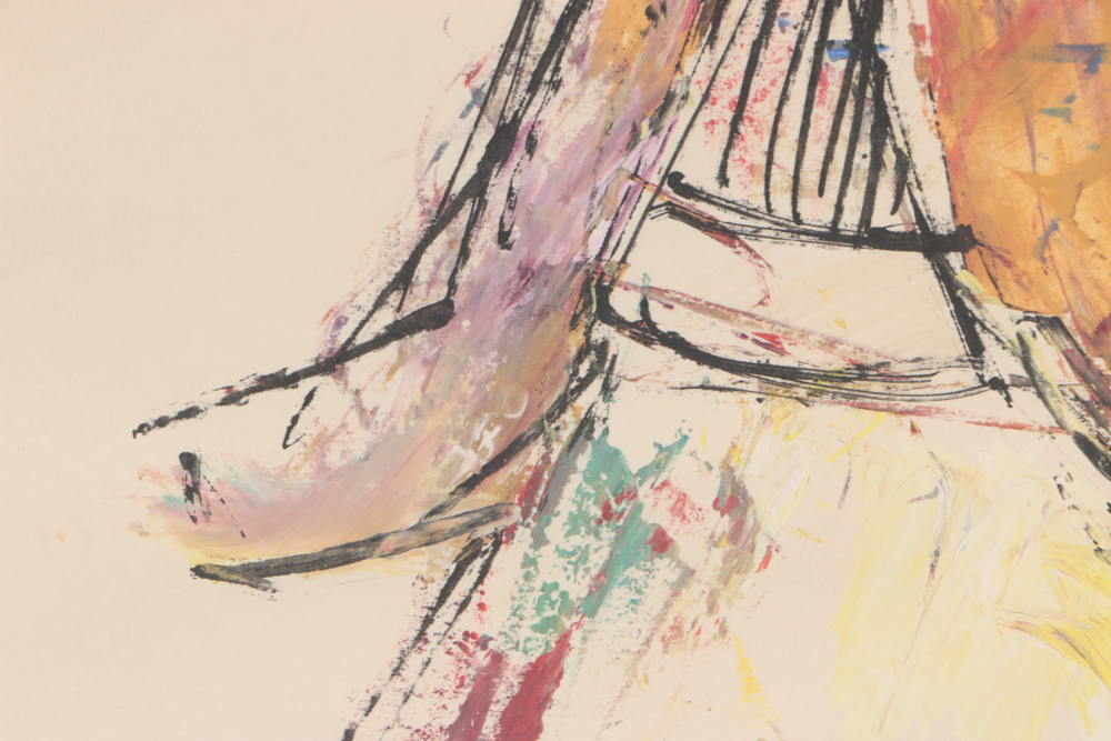 O'Brian Acrylic Painting on Paper of Golfer