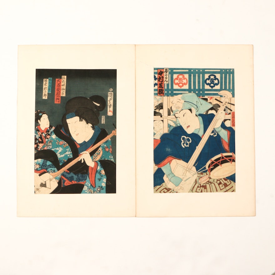 Pair of Antique Japanese Woodblock Prints