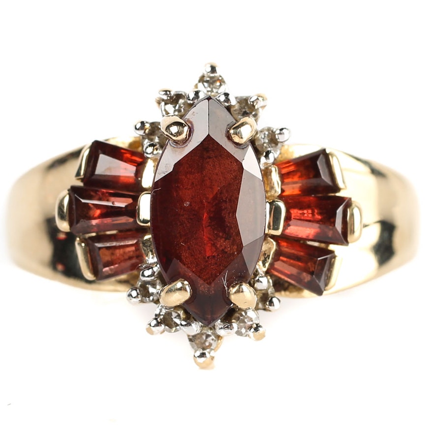 10K Yellow Gold, 1.90 CTW Pyrope Almandine Garnet, and Diamond Ring