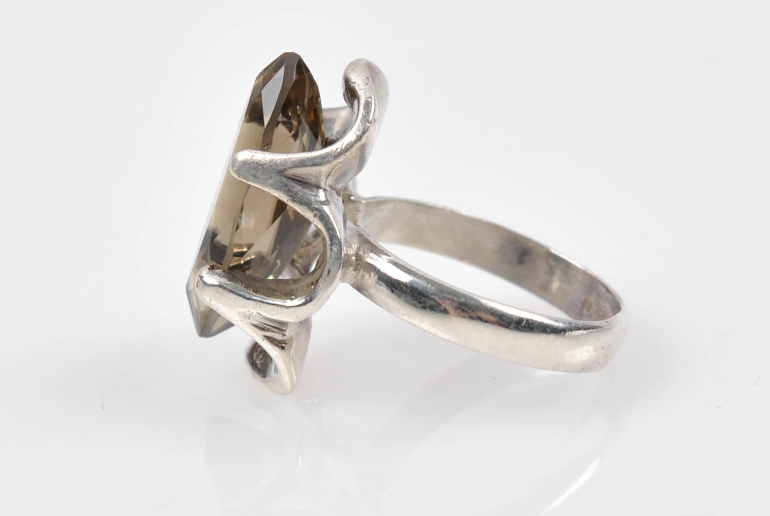 Sterling Silver 4.17 CT Smoky Quartz Ring