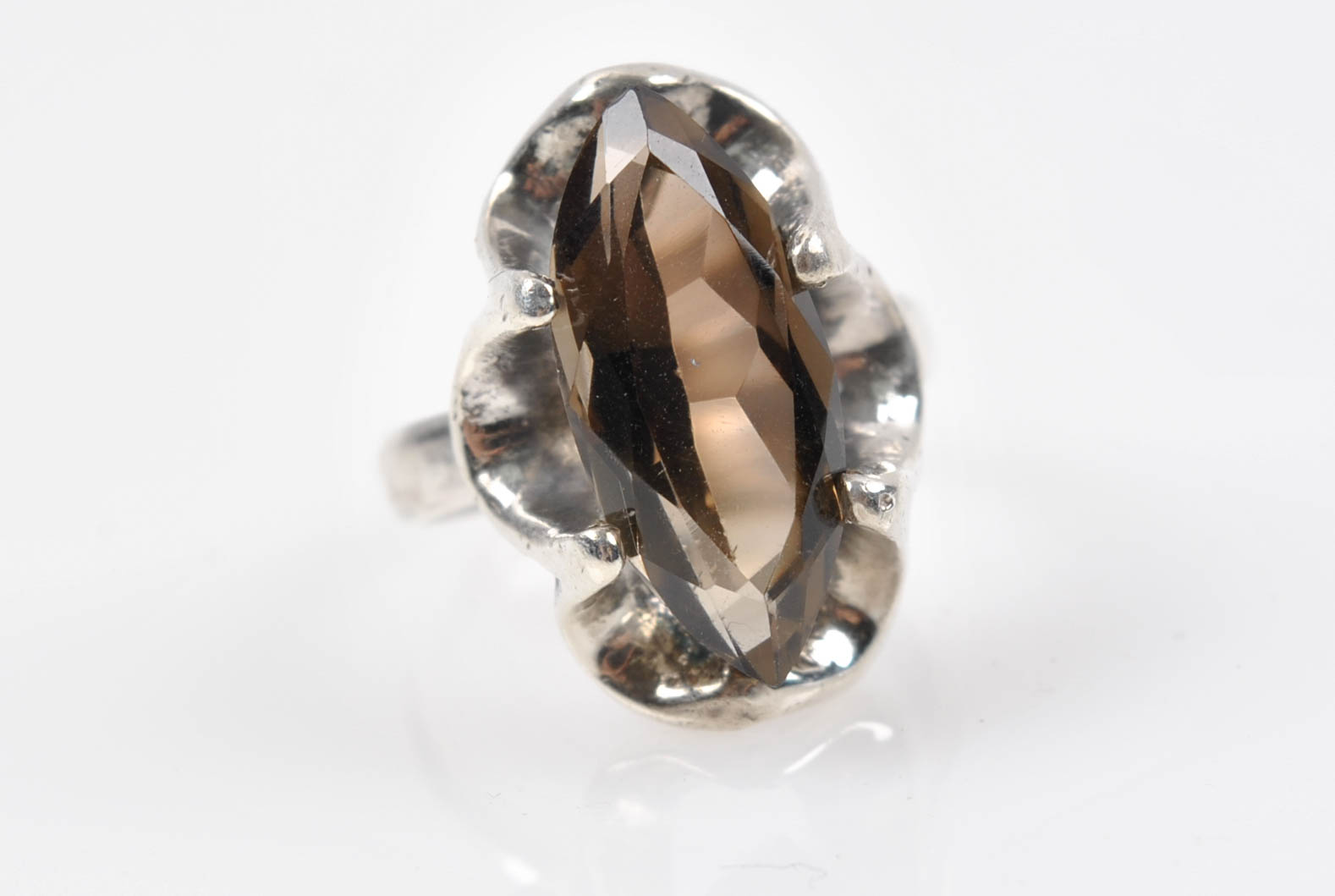 Sterling Silver 4.17 CT Smoky Quartz Ring