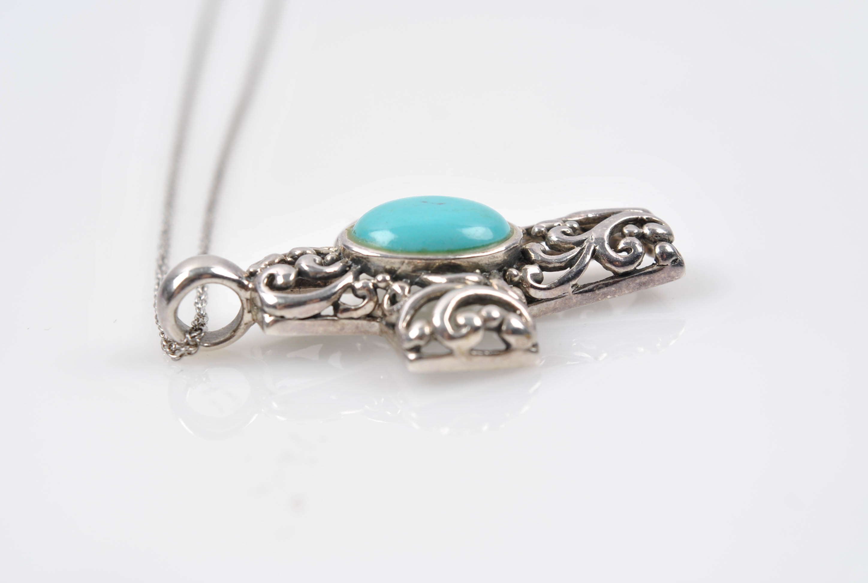 Sterling Silver Imitation Turquoise Pendant Necklaces