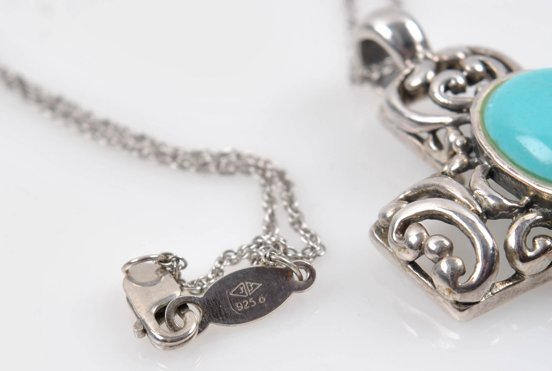 Sterling Silver Imitation Turquoise Pendant Necklaces