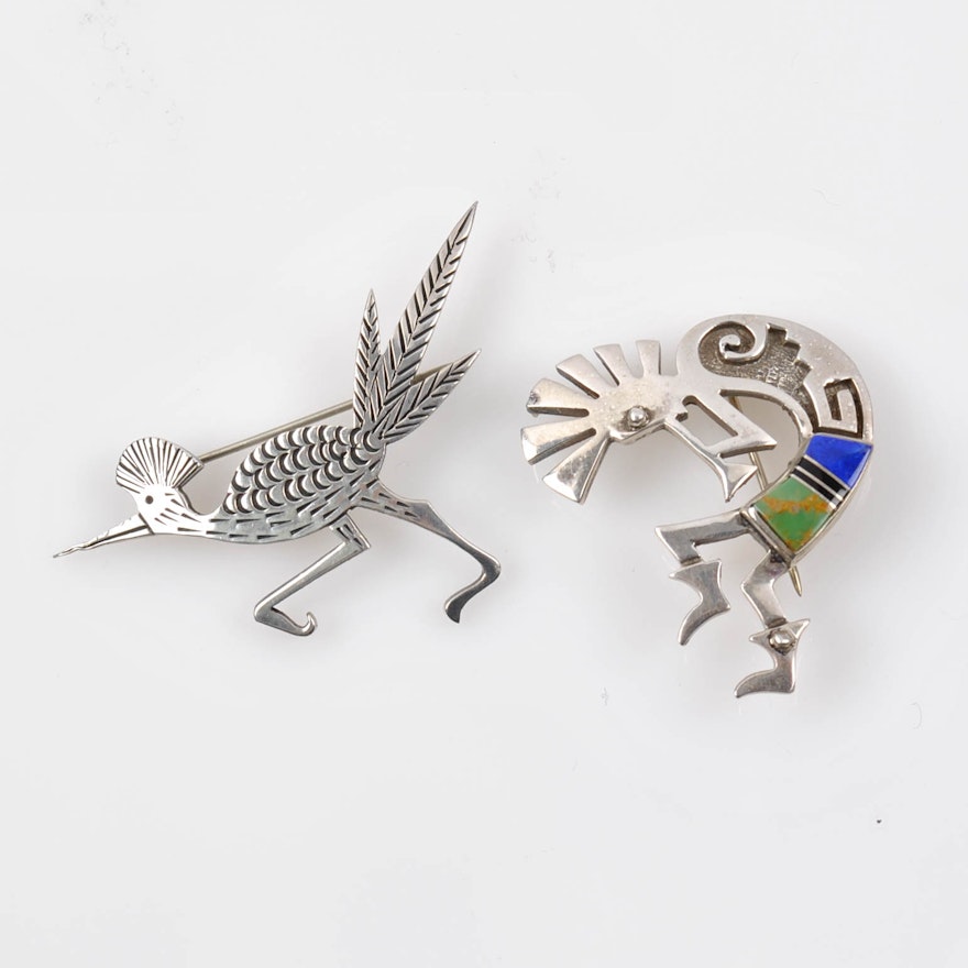 Sterling Silver and 900 Silver Multi-Stone Pins