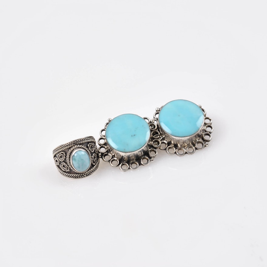 Sterling Silver Howlite and Chalcedony Jewelry