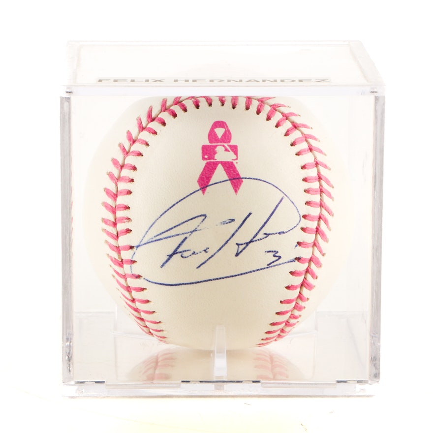 Felix Hernandez Signed "Cure Cancer" Rawlings MLB  Baseball JSA COA