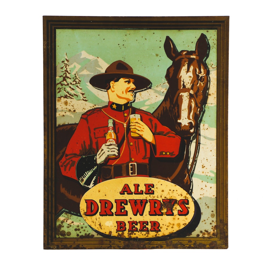 Vintage Drewrys Beer Metal Sign