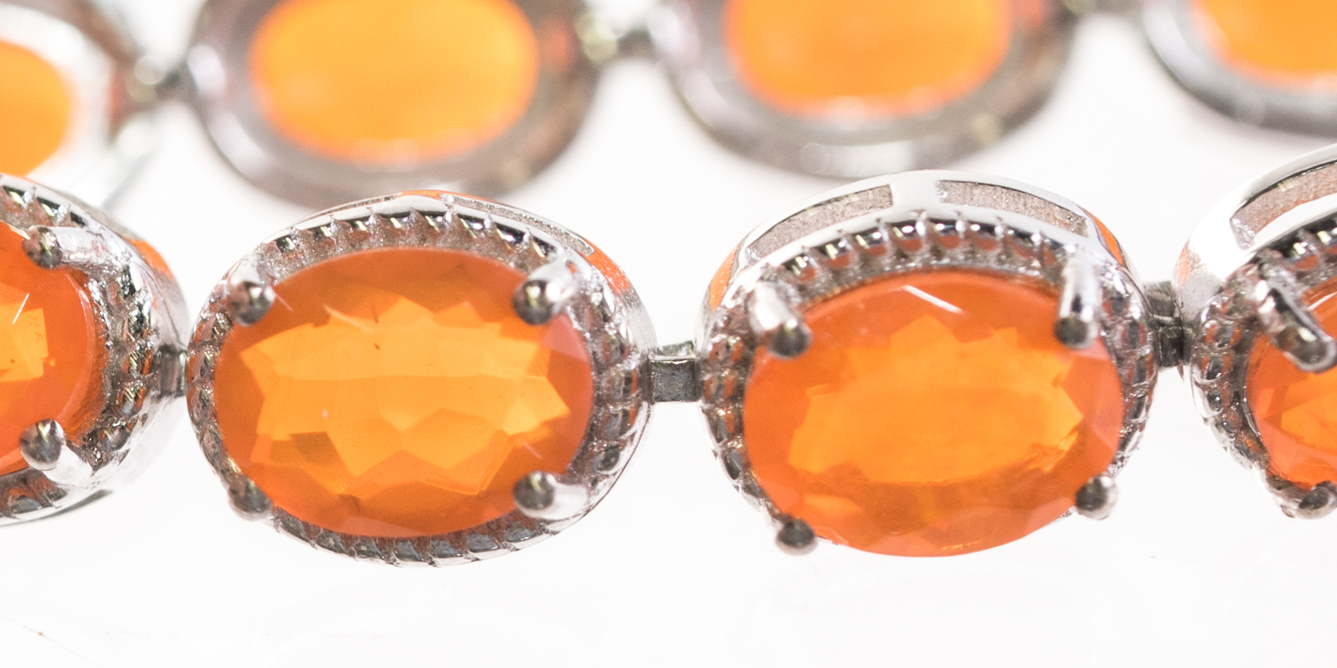 Sterling Silver and 13.50 CTW Fire Opal Tennis Bracelet