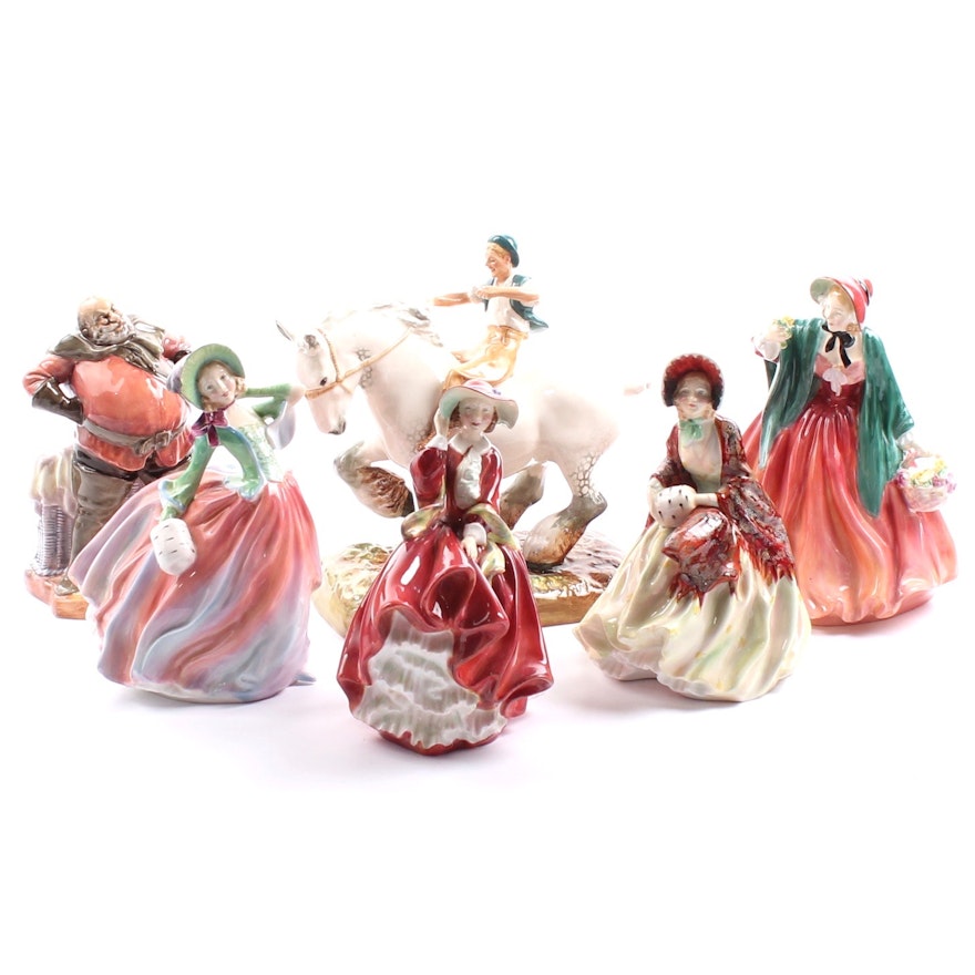 Royal Doulton Bone China Figurines including "Her Ladyship" and "Falstaff"