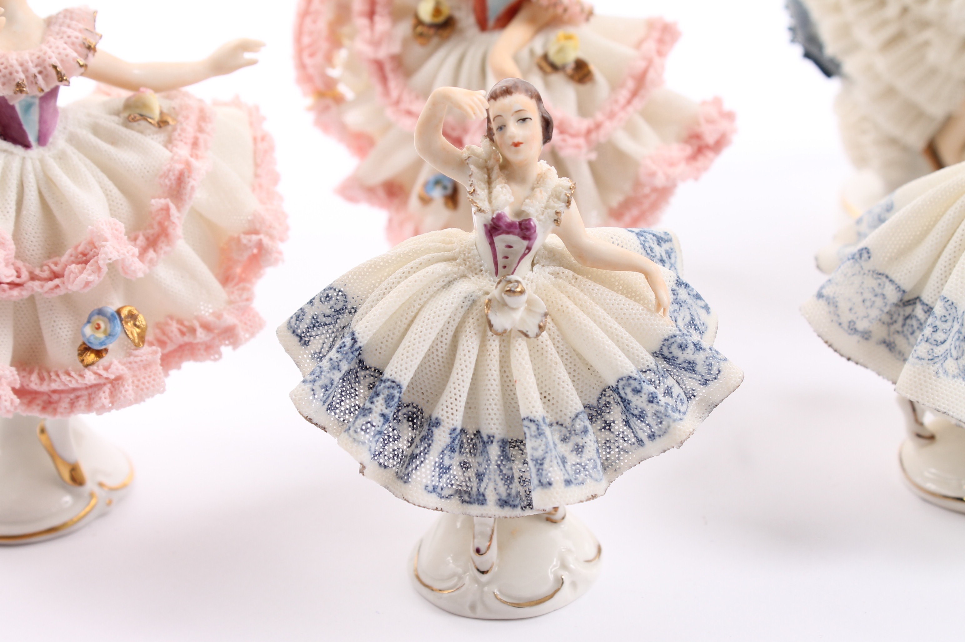 Vintage Dresden Lace Figurines Featuring Muller Volkstedt Irish Lace Swan