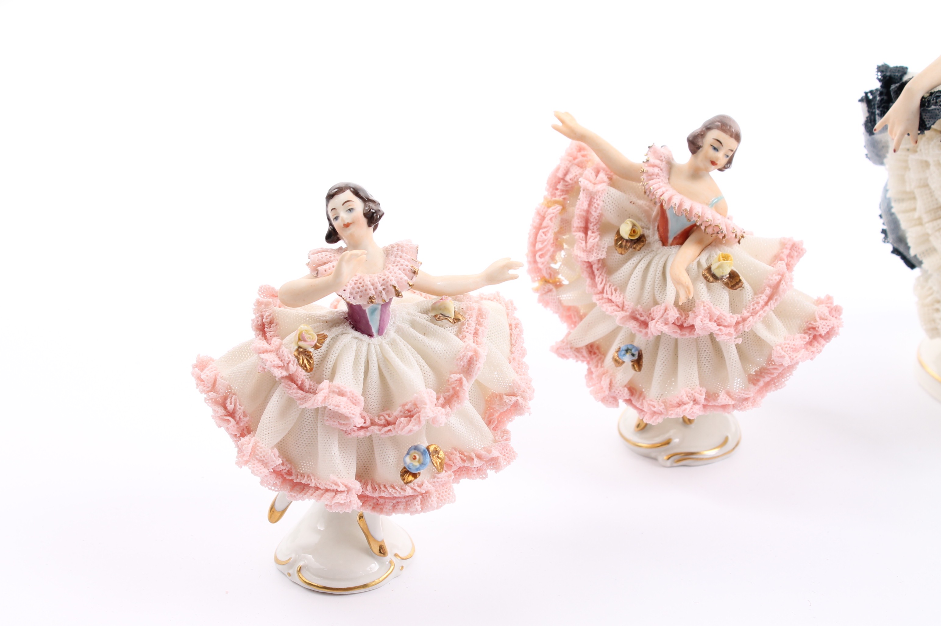 Vintage Dresden Lace Figurines Featuring Muller Volkstedt Irish Lace Swan