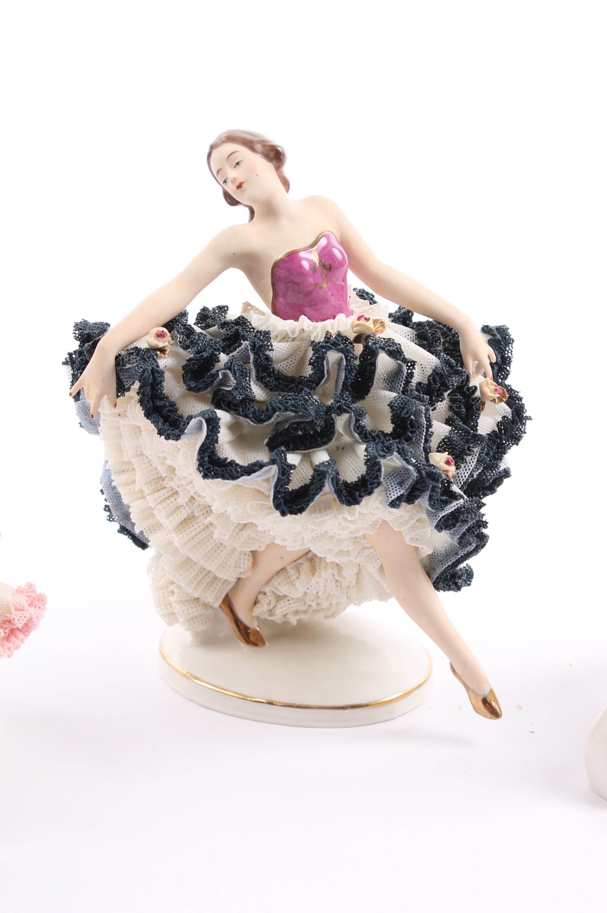 Vintage Dresden Lace Figurines Featuring Muller Volkstedt Irish Lace Swan