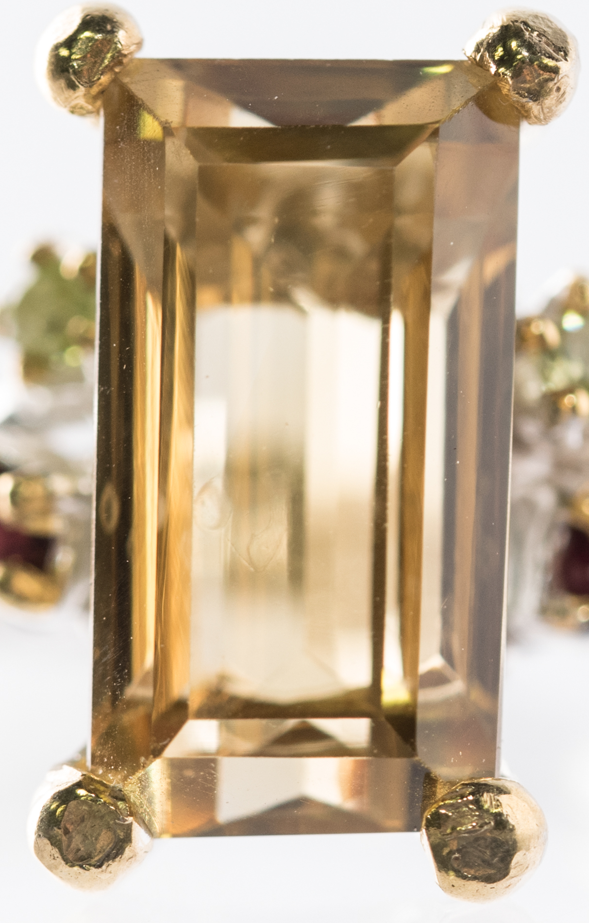 Sterling Silver, 9.25 CT Citrine, Peridot, and Tourmaline Ring