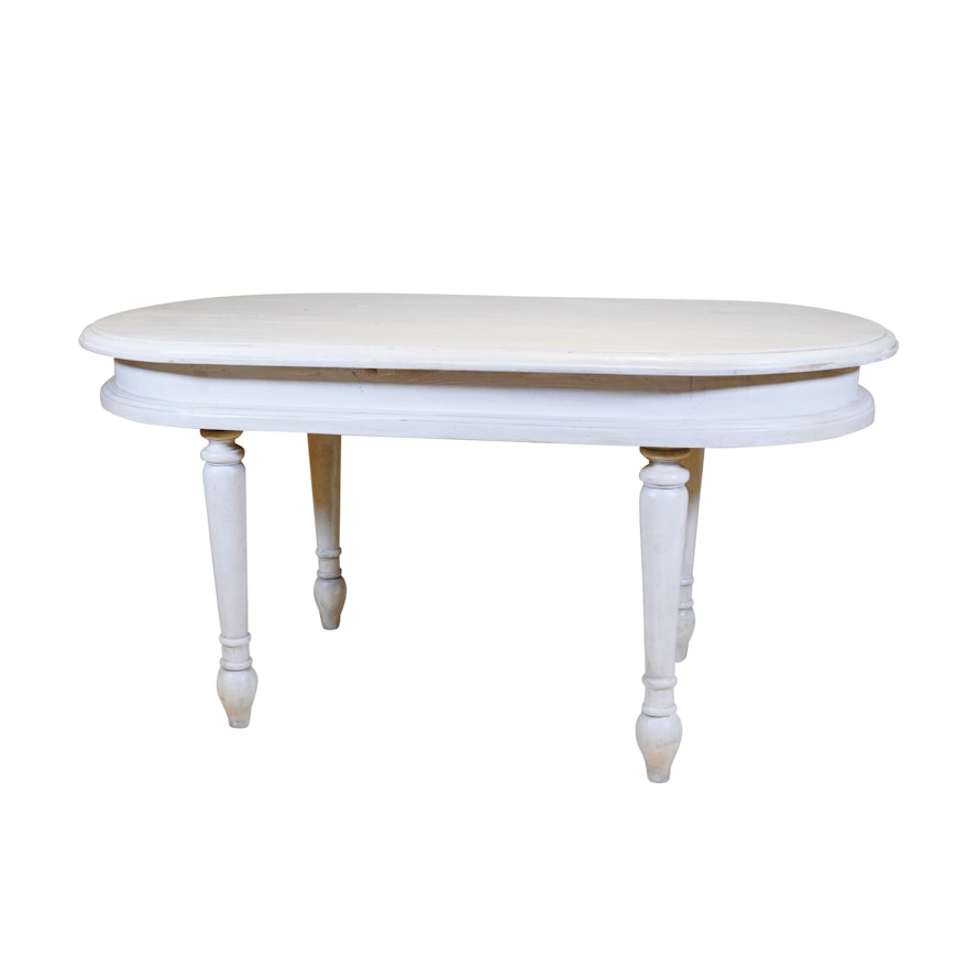 White Painted Oval Wood Table