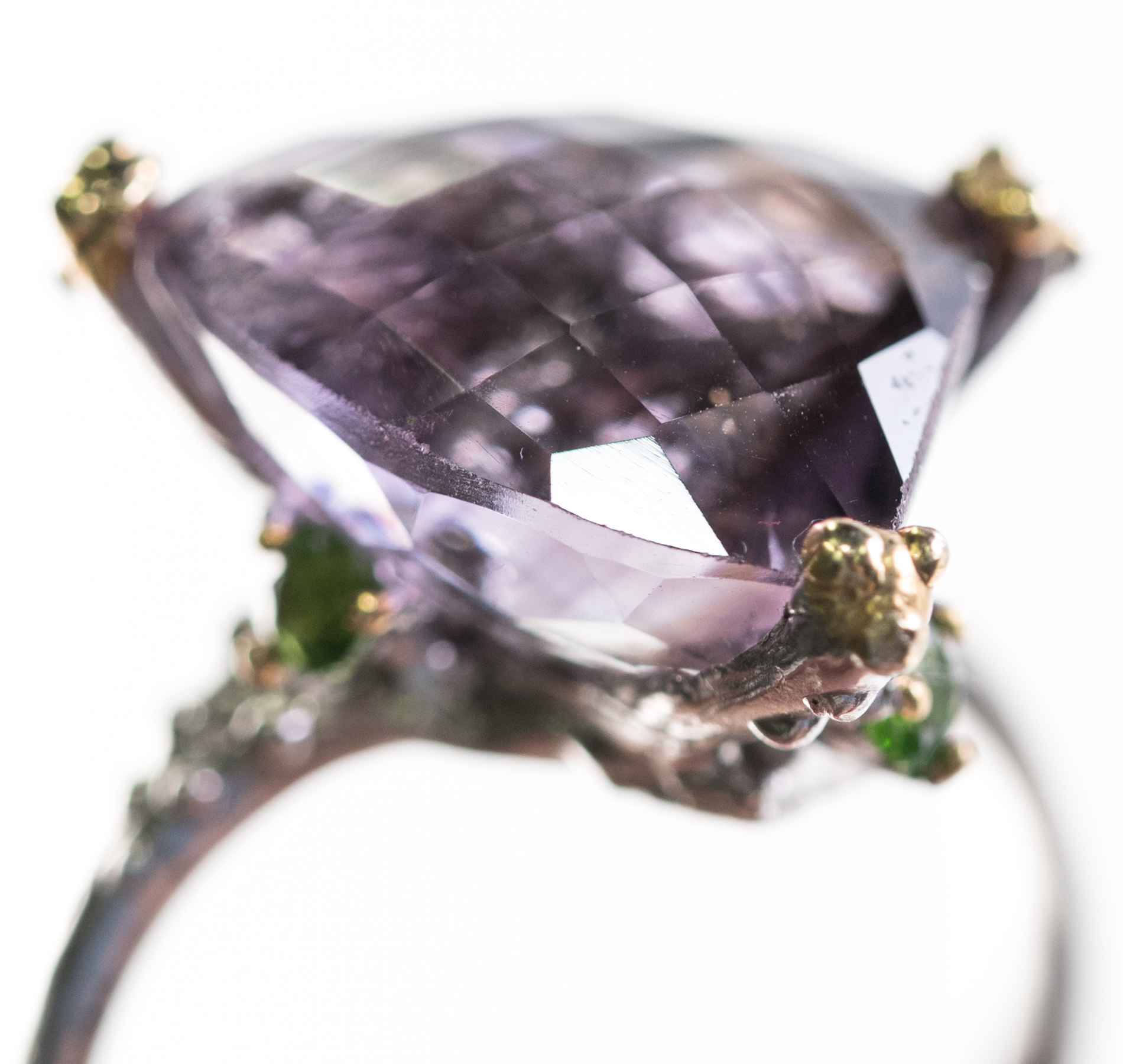 Sterling Silver, 5.85 CT Amethyst, and Chrome Diopside Ring