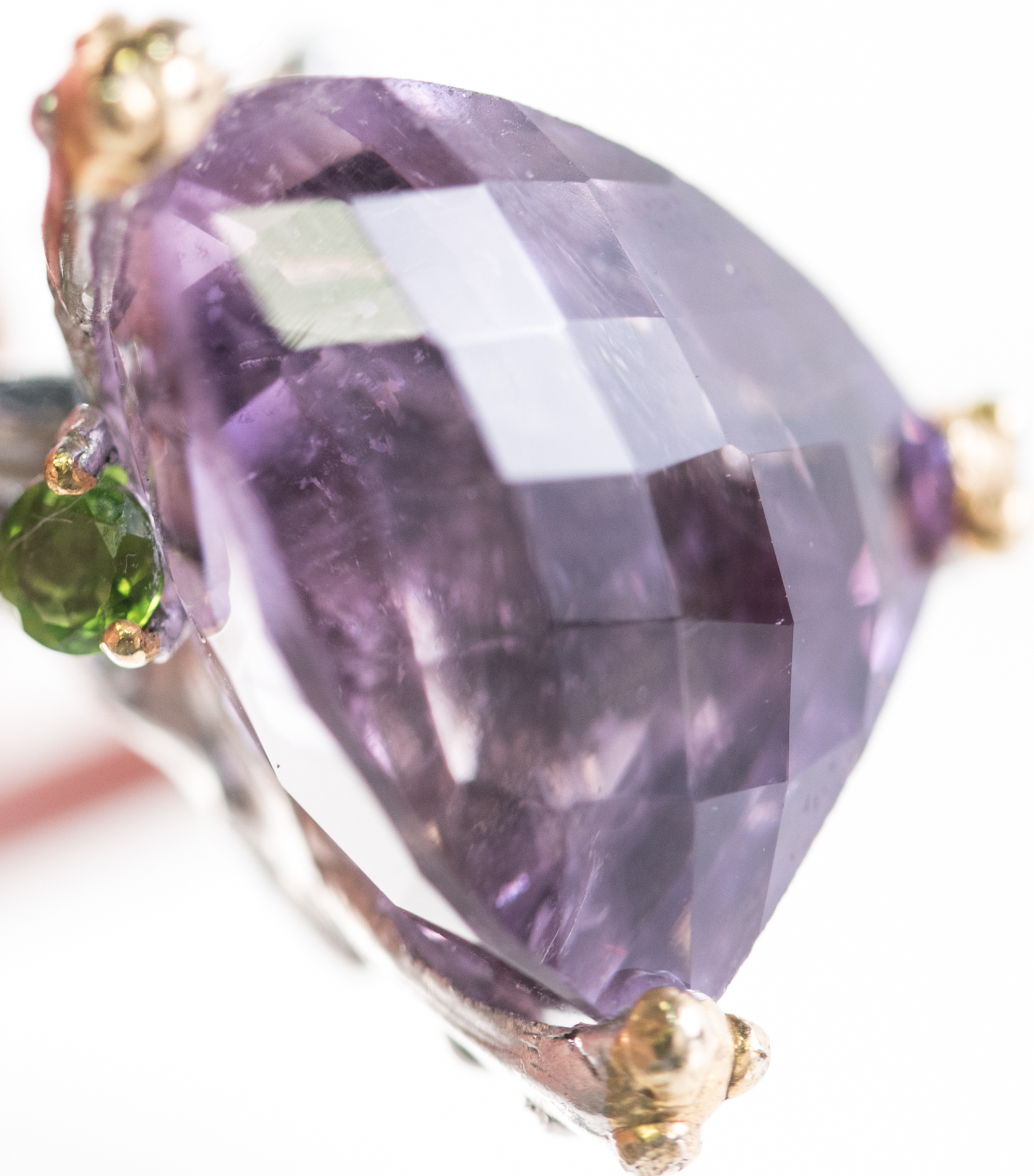 Sterling Silver, 5.85 CT Amethyst, and Chrome Diopside Ring