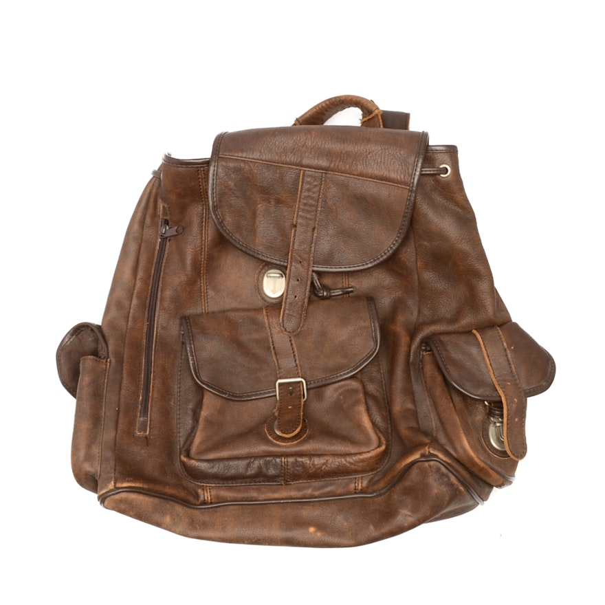 Leather Drawstring Backpack