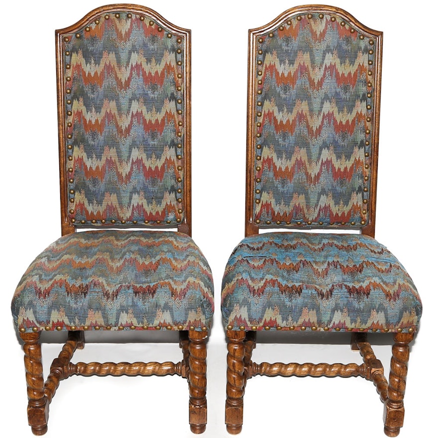 Jacobean Revival Style Side Chairs