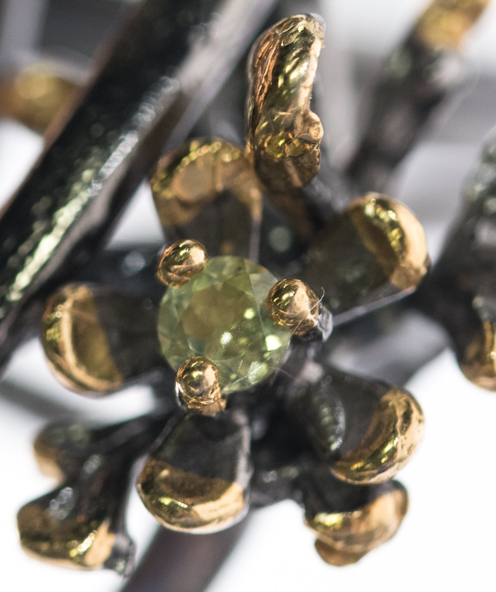 Sterling Silver, 23.85 CT Smoky Quartz, Peridot, and Garnet Ring