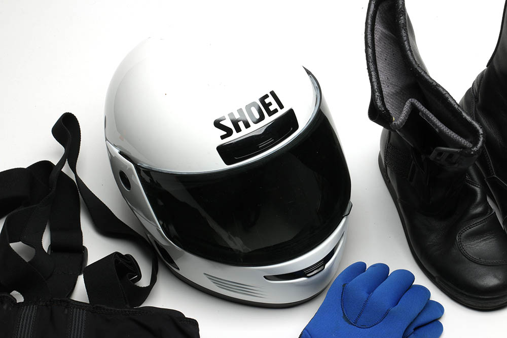 Motorcycle Gear Including Sidi Boots, Shoei Helmet, All Season Pants and Other