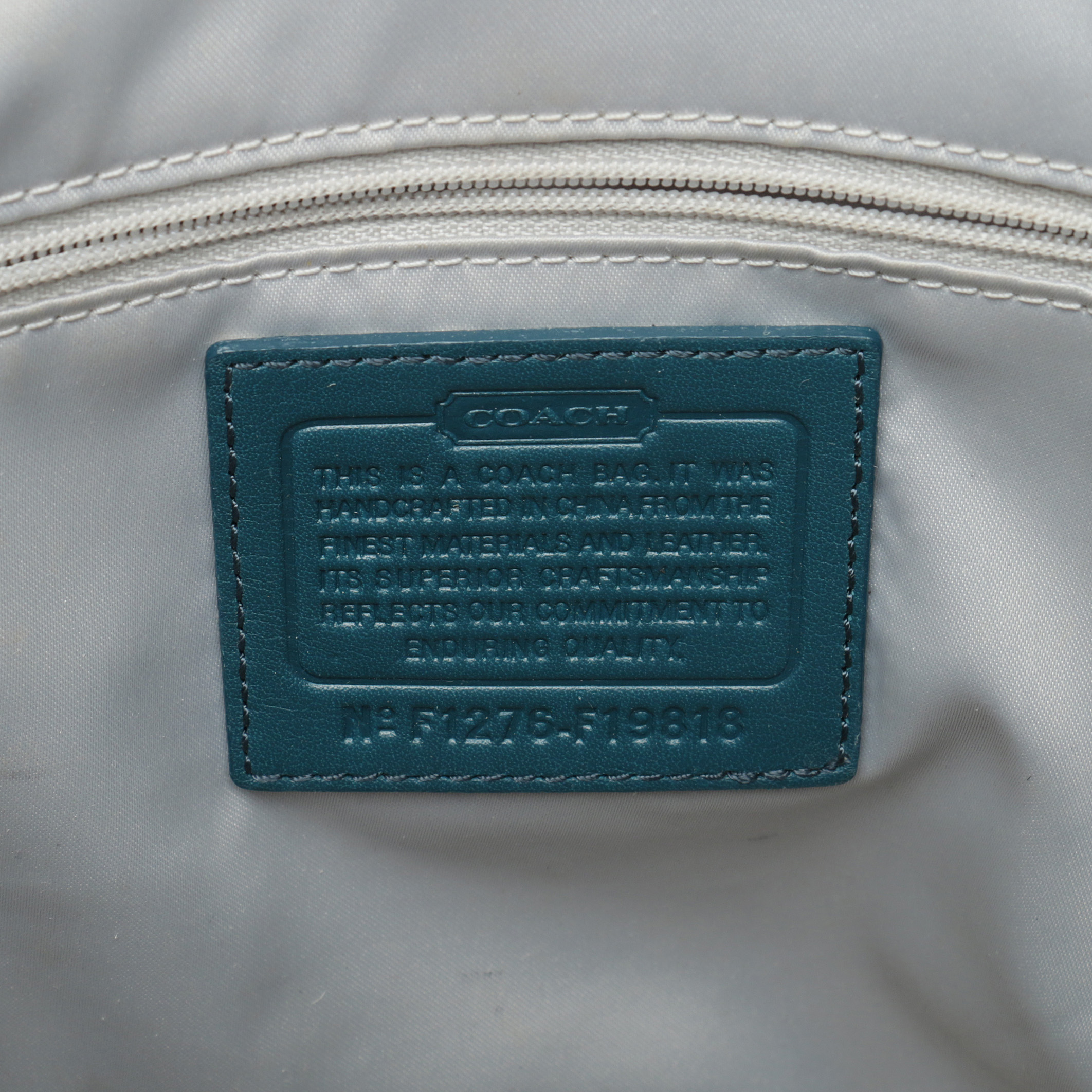 Coach Embossed Teal Patent Leather Tote